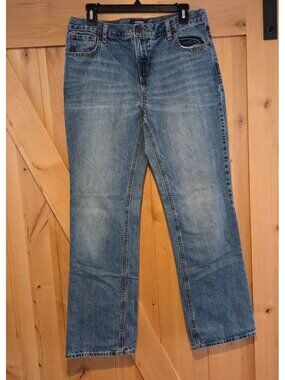 Old Navy Boys Blue Denim Loose Boot Cut Adjustable Waist Jeans Size 18 Husky